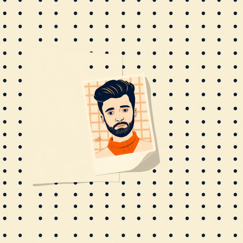 Illustration of a portrait photo with its background being peeled off like a sticker, revealing transparent checkerboard behind it, pinned to a workshop pegboard.